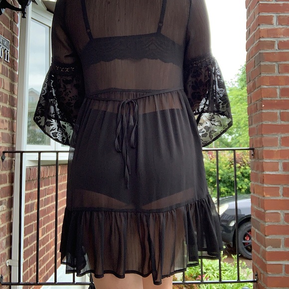 Black Lacey Chiffon Dress (Transparent) Size S - Picture 3 of 5